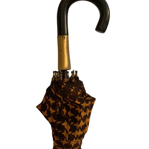 1950s Vintage Plastic Handle Umbrella Houndstooth Acetate Cover - Picture 2 of 4